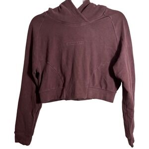 Alphalete Women's Identity Cropped Hoodie in Brownish-Purple Size Medium